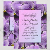 Paarse Viooltjes Bruiloft Uitnodiging (Voorkant / Achterkant)