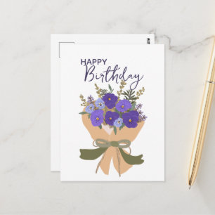 Paarse viooltjes februari geboortebloem boeket briefkaart