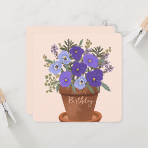 Paarse viooltjes februari geboortebloem boeket kaart