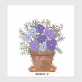 Paarse viooltjes februari geboortebloem boeket sticker (Vel)
