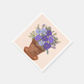 Paarse viooltjes in een pot – Moederdag bloemstuk Servet (Hoek)
