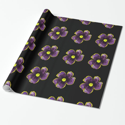 Paarse Viooltjes Inpakpapier (Uitgerold)