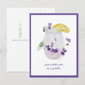 Paarse viooltjes, limonade Mason pot Denk aan jou Briefkaart (Voorkant / Achterkant)