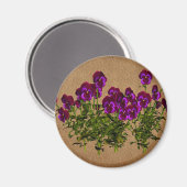 Paarse Viooltjes op Oud Document Bloemen Magneet (Voorkant / Achterkant)