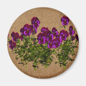 Paarse Viooltjes op Oud Document Bloemen Magneet (Voorkant)