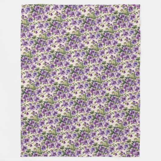 Paarse viooltjes op wit fleece deken (Voorkant)