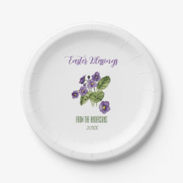 Paarse viooltjes Paaszegeningen Papieren Bordje