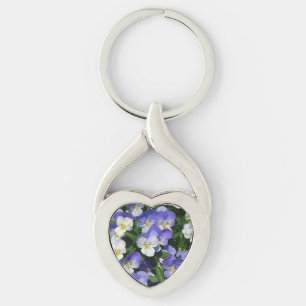 Paarse Viooltjes Tuin Bloemen Sleutelhanger