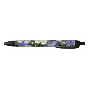 Paarse Viooltjes Tuin Bloemen Zwarte Inkt Pen