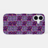 Paarse Viooltjes Typografie, iPhone 16 Hoesje (Achterkant horizontaal)