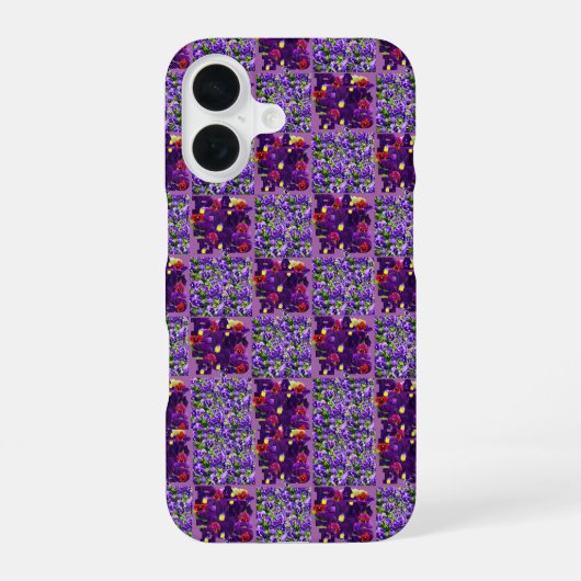 Paarse Viooltjes Typografie, iPhone 16 Hoesje (Achterkant)