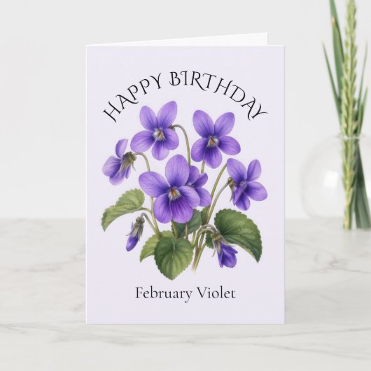 Paarse Viooltjes Verjaardag Kaart (Voorkant)