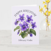 Paarse Viooltjes Verjaardag Kaart (Gele Bloem)