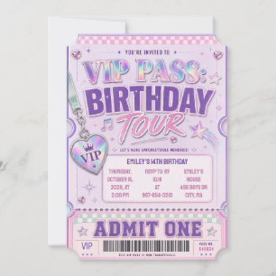 Paarse VIP-pas concert verjaardag Kaart