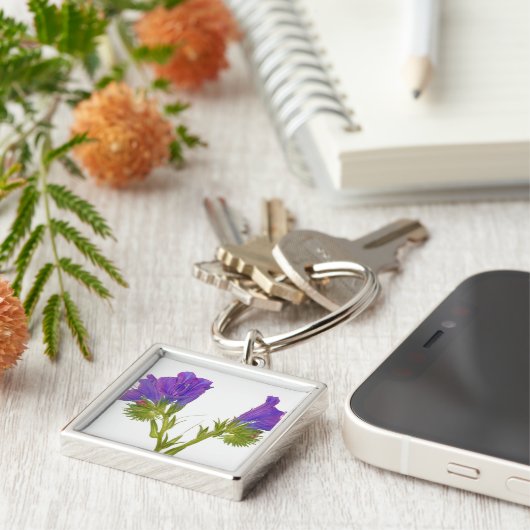 Paarse vipers (echium plantagineum) sleutelhanger (Zijkant)