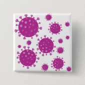 Paarse virale deeltjes vierkante button 5,1 cm (Voorkant)