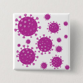 Paarse virale deeltjes vierkante button 5,1 cm