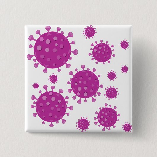 Paarse virale deeltjes vierkante button 5,1 cm (Voorkant)