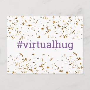 Paarse Virtuele Knuffel Hashtag Gouden Nepconfetti Briefkaart
