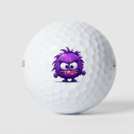 Paarse virus kleine monster cartoon golfballen