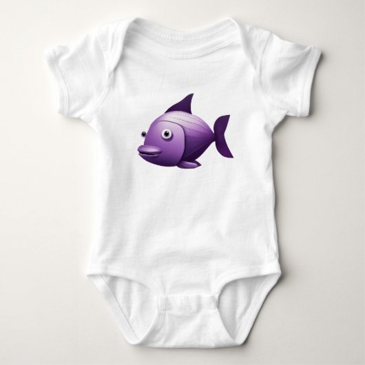 Paarse Vis Baby Jersey Bodysuit (Voorkant)