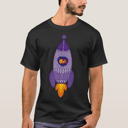 Paarse Vis de Raket T-shirt (Voorkant)