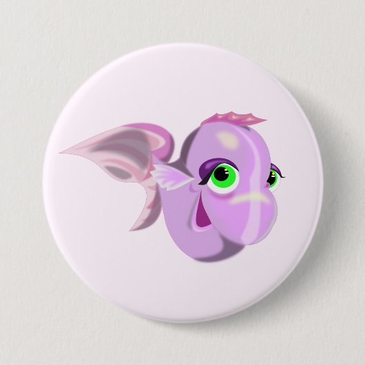 Paarse visButton - Uw kleuren - Tekst Ronde Button 7,6 Cm (Voorkant)