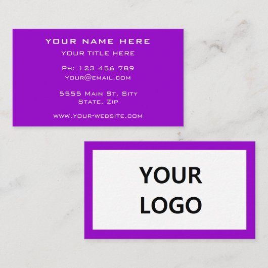 Paarse Visitekaartje ontwerp je eigen kleuren lett (Voorkant / Achterkant)