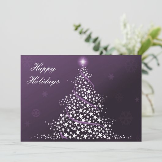 paarse visitekaartjes voor flatkaarten feestdagenkaart (Staand voorkant)