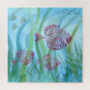 Paarse visserij Puzzle - Een prachtig onderwaterle Legpuzzel