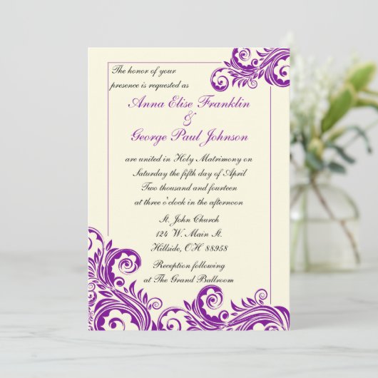 Paarse Vlaamse uitnodiging tot het uitzenden van e (Staand voorkant)