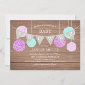 Paarse vlaggen n Fluffs - Baby shower Uitnodiging (Voorkant)
