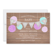 Paarse vlaggen n Fluffs - Baby shower Uitnodiging