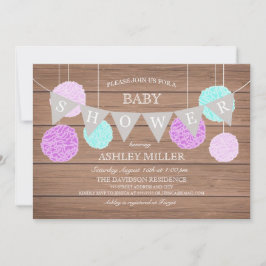 Paarse vlaggen n Fluffs - Baby shower Uitnodiging