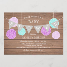 Paarse vlaggen n Fluffs - Baby shower Uitnodiging