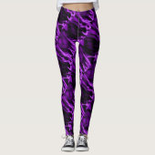 Paarse vlam en zwarte Leggings (Voorkant)