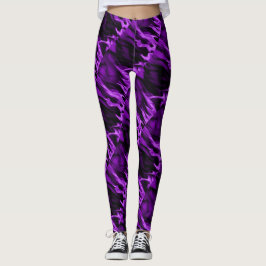 Paarse vlam en zwarte Leggings