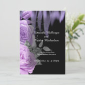 Paarse vlammen Rozen Gothic Wedding Invitation Kaart (Staand voorkant)