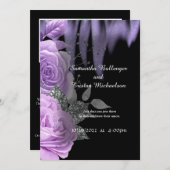 Paarse vlammen Rozen Gothic Wedding Invitation Kaart (Voorkant / Achterkant)