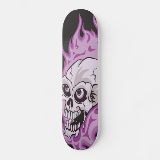 Paarse Vlammende Schedel Skateboard (Voorkant)