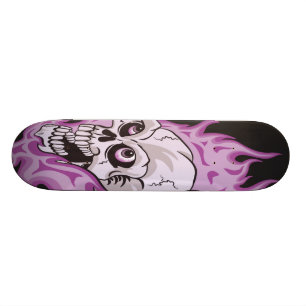 Paarse Vlammende Schedel Skateboard