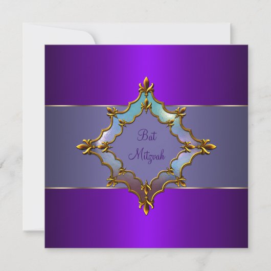 Paarse Vleermuis Bar Mitzwa Kaart (Voorkant)