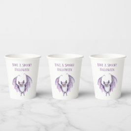 Paarse Vleermuis Griezelige Halloween Papieren Bekers