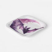 Paarse vleermuis met halve maan Waterverf Papieren Bordje (Gebogen)