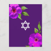 Paarse vleermuis mitzvah bloemige Waterverf vet mo Informatiekaartje (Achterkant)