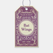  paarse vleermuisvleugels apotheeklabel cadeaulabel (Voorkant)