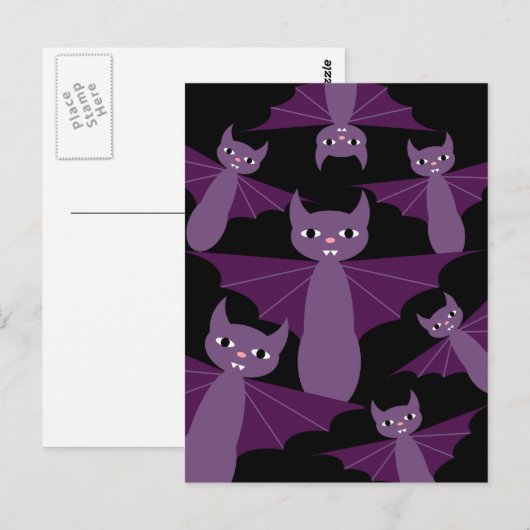 Paarse vleermuizen briefkaart (Voorkant / Achterkant)