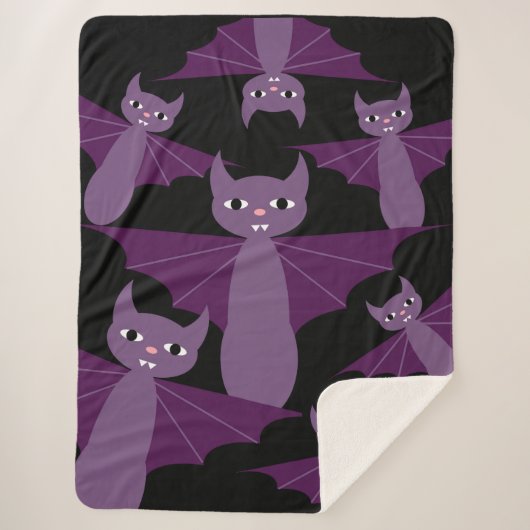 Paarse vleermuizen sherpa deken (Voorkant)
