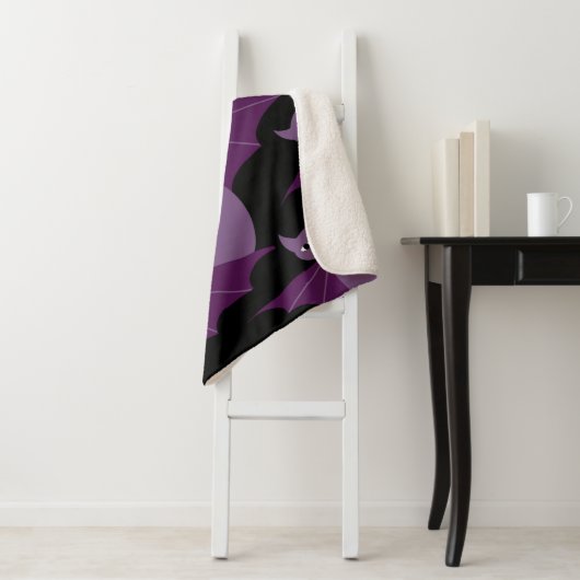 Paarse vleermuizen sherpa deken (In situ)