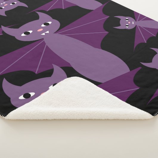 Paarse vleermuizen sherpa deken (3/4)